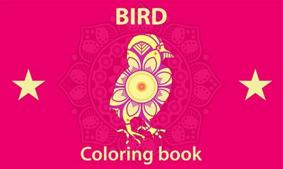 Decoration with colorful bird vector.bird coloring book