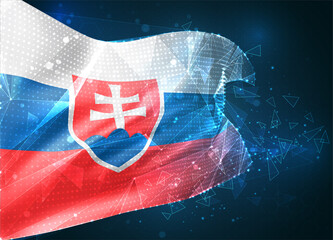 Slovakia virtual abstract 3D object from triangular polygons on a blue background