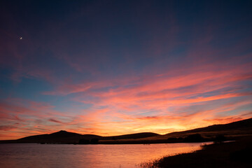 sunset over the lake