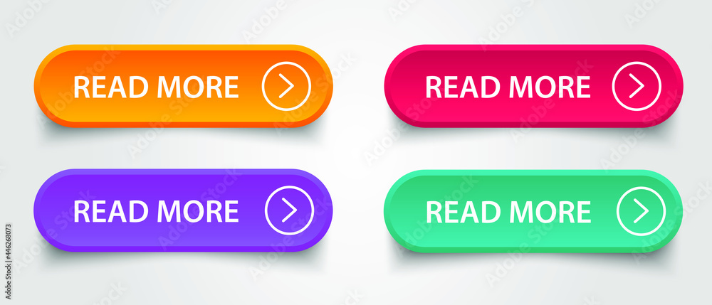 Poster read more set web site button isolated on gray background. trendy read more collection buttons for w