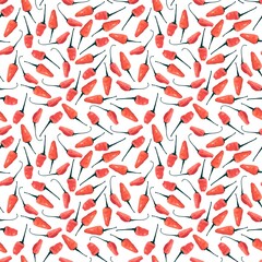 fresh spicy red chilli food ingredient repeat seamless pattern doodle cartoon modern style wallpaper vector illustration