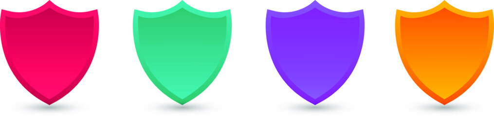 Set of color shields icons isolated on white background. Vector design elements.