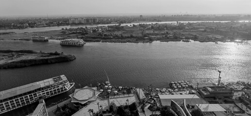 Egypt river Nile black and white