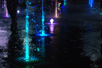 Water drops from fountain outdoors