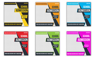 Back To School Social Media Template, School Admission Social Media Banner, Education Social Media Post Template,Kids Education Social Media Instagram Post Banner Template 