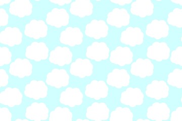 soft blue sky cloud repeat seamless pattern doodle cartoon style wallpaper background vector illustration 