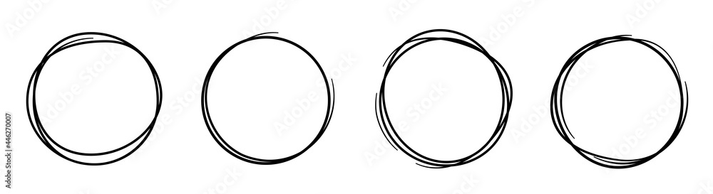 Poster hand drawning circle line sketch set. art design round circular scribble doodle - stock vector.