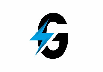 G initial letter with thunder symbol