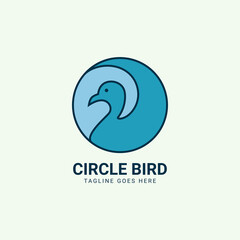 circle blue bird playful cartoon style logo vector design