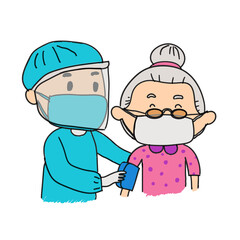 COVID-19 Vaccine injection vector illustration. A doctor injects a coronavirus vaccine to a patient 