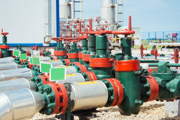 Fototapeta na wymiar Refinery plant equipment for pipe line oil and gas valves.