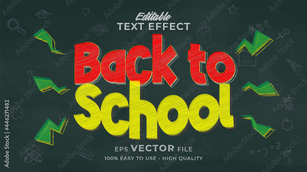 Poster back to school text effect editable chalkboard text style