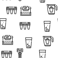 Water Treatment Filter Vector Seamless Pattern Thin Line Illustration