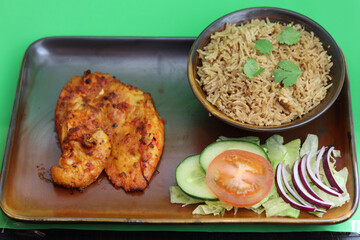 grilled meat with rice