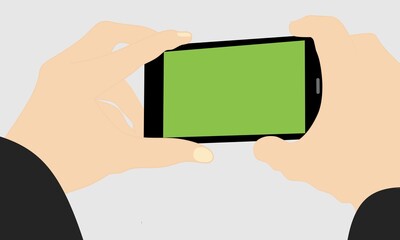illustration of a hand holding a smartphone or cellphone taking a picture
