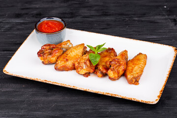 chicken wings with sauce to choose from