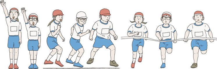 運動会でかけっこ、選手宣誓をする