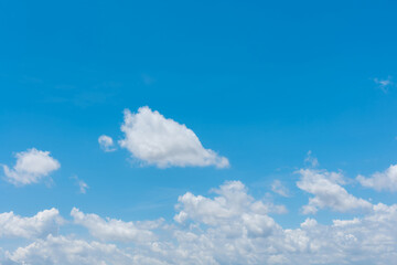 blue sky background with tiny clouds.