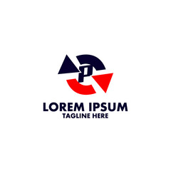 Letter P Circle Media Techno Modern Logo
