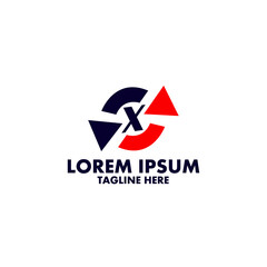 X Arrows Letter Logo  design Template
