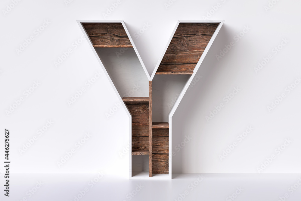 Poster shelf font 3d rendering letter y decorative idea for home or store interiors. high detailed 3d rende