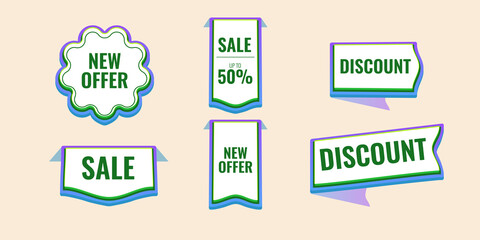 Set of sale banners in different shapes. Promotion templates and design elements