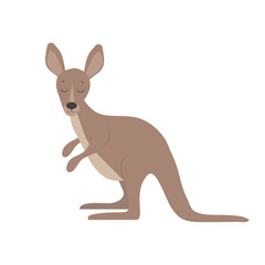 Cute cartoon kangaroo, flat style illustration.
