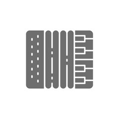 Vector accordion, harmonica, musical instrument grey icon.