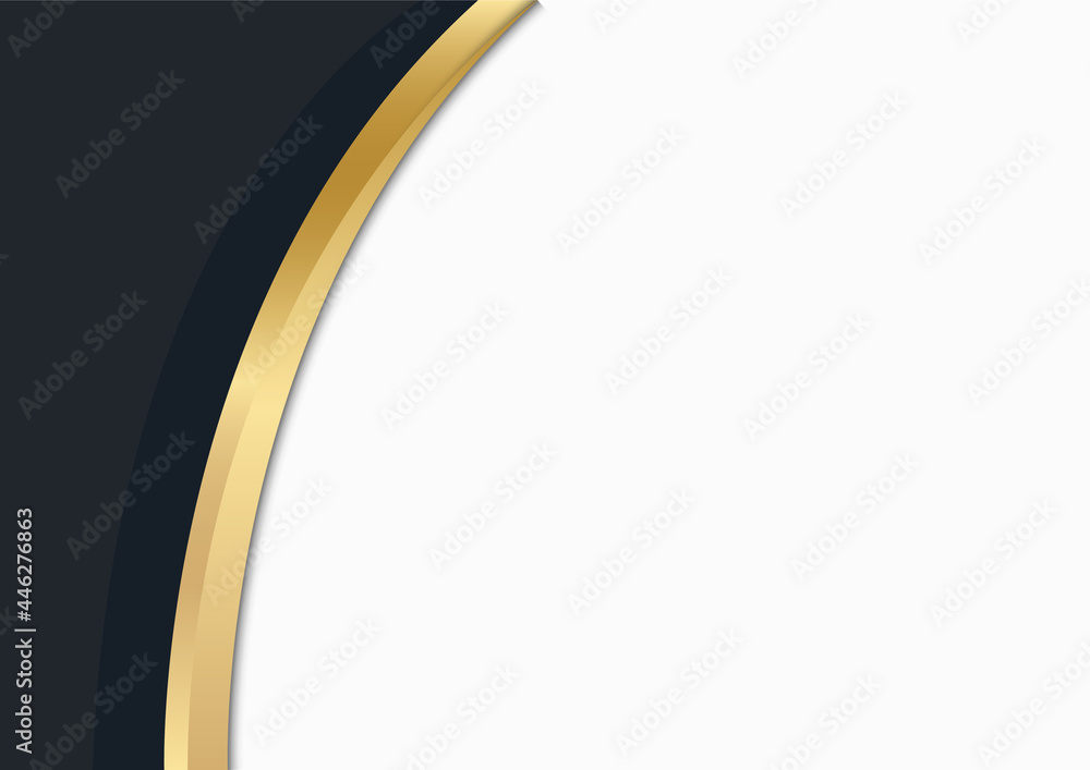 Aufkleber Modern black gold abstract presentation background with wave and golden lines and white space for text