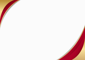 Red gold minimal abstract presentation background with white space for text. Abstract gold light threads background. Red and gold background with wave and triangle element and golden lines.