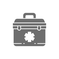 First aid kit, paramedic bag grey icon.