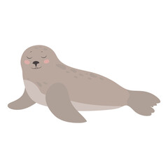 Cute cartoon seal, flat style illustration.