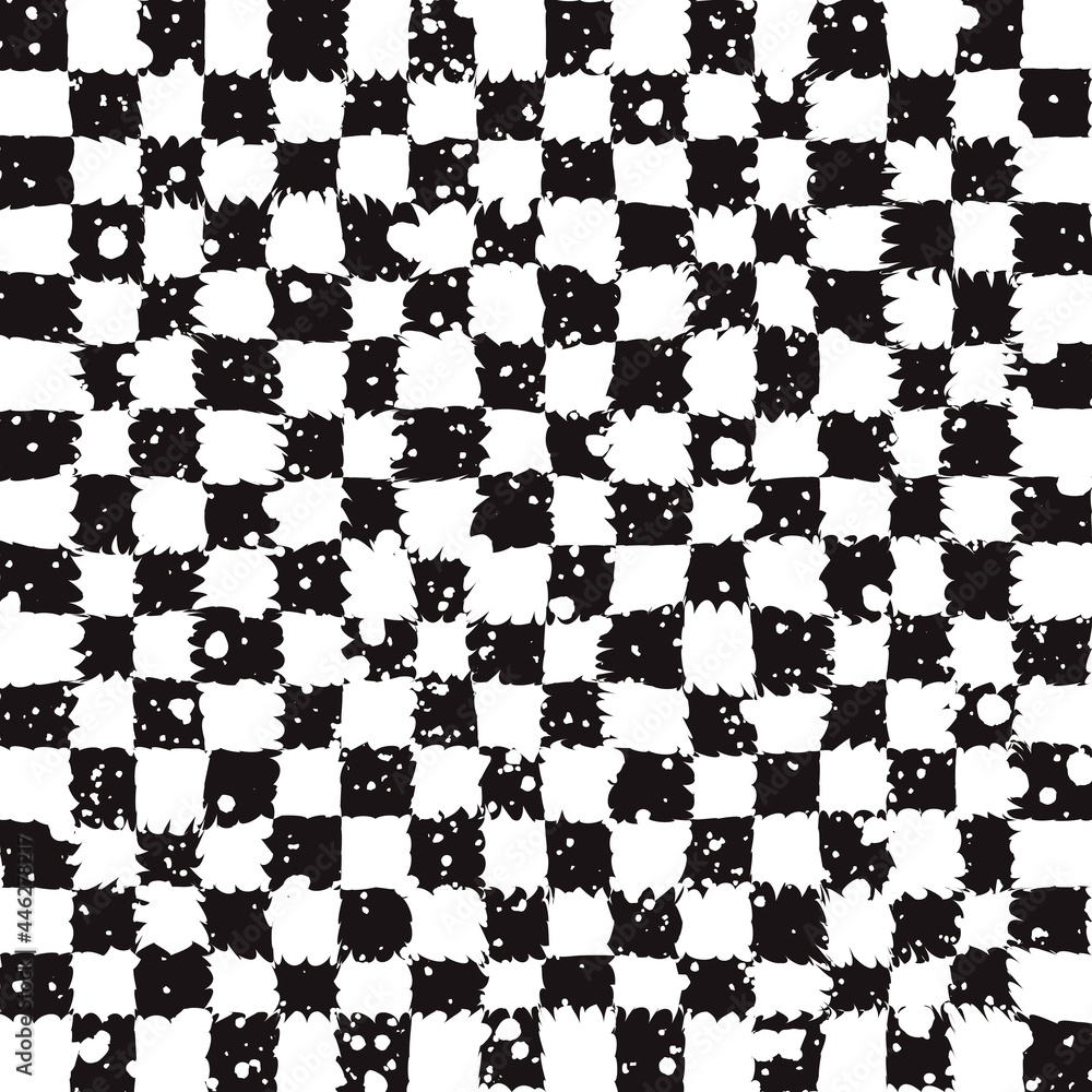 Poster grunge chessboard wallpaper. vector dirty checkered board pattern. seamless decorative checkers orna