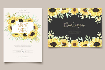 watercolor sunflower invitation card