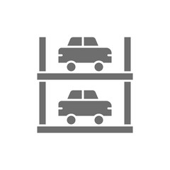 Two-story parking grey icon. Isolated on white background