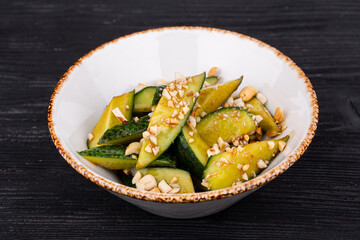 salad, beaten cucumbers, served with nuts