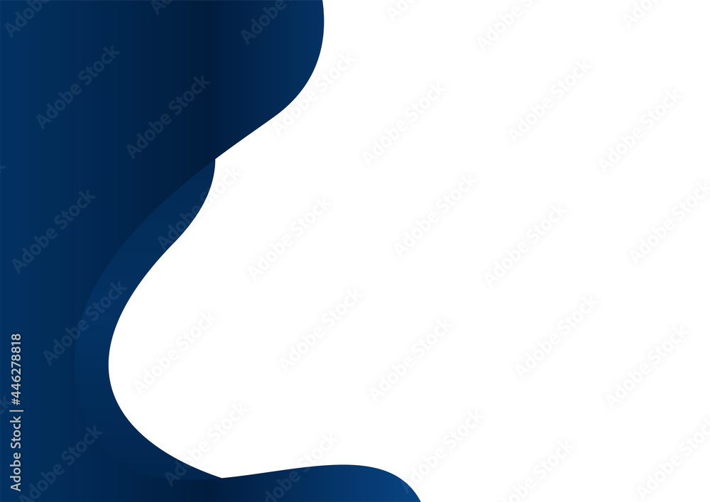 Fototapete Modern simple dark blue presentation background with 3d wave element and golden line