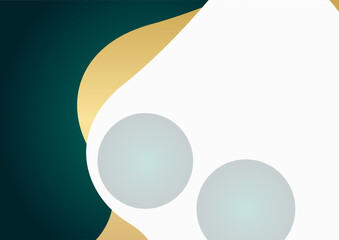 Modern dark green and white gold abstract wave curve background for presentation template with white space for text