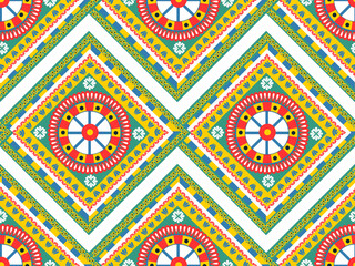Seamless pattern in style carretto siciliano. Sicilian repeating texture print, background. Vector illustration - obrazy, fototapety, plakaty