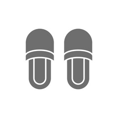 Slippers, house shoes grey icon. Isolated on white background
