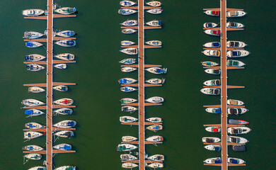 Marina with boats from above