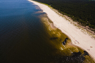 Areal view on forest, beach and Baltic sea - Sobieszewo Island