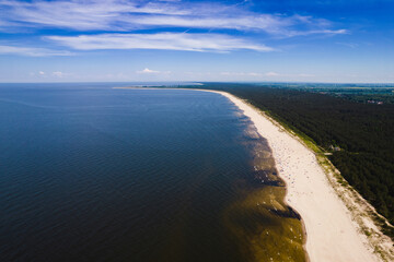 Areal view on forest, beach and Baltic sea - Sobieszewo Island