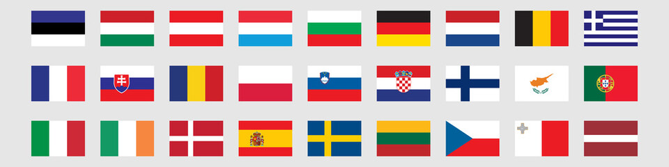 27 countries european union flag set