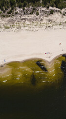 Areal view on shore of the beach and Baltic sea