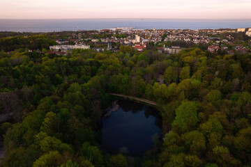 Areal view of Sopot and the Baltic Sea