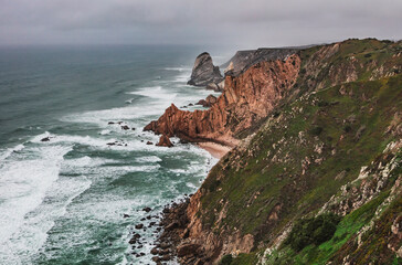 Beautiful coastline with rocks. Cape Cabo da Roca. Atlantic ocean coast in Portugal. High quality...