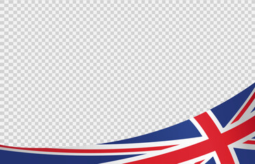 Waving flag of  UK isolated  on png or transparent  background,Symbols of  United Kingdom,Great Britain,template for banner,card,advertising ,promote, TV commercial, ads, web, vector illustration