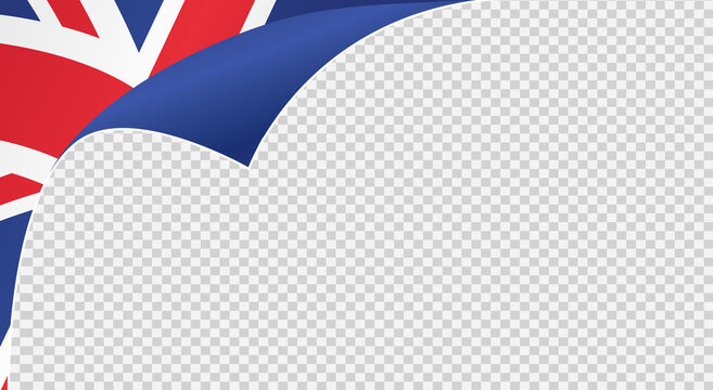 Curled corner UK flag isolated  on png or transparent  background,Symbols  United Kingdom,Great Britain , template for banner,card,advertising ,promote,ads, web design, magazine, news paper, vector