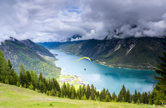 Paraglider over the Achensee Austria Europe
